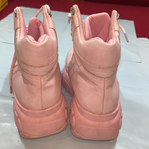 Pink Platform sneaker BOOTS eye hook lace up closure y2k coquette girl size 8.5 - Picture 8 of 12